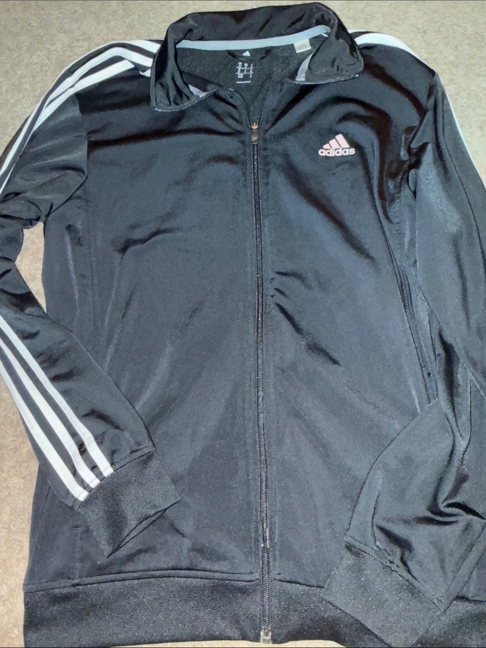 adidas Black Lightweight Track Jacket with White Stripes